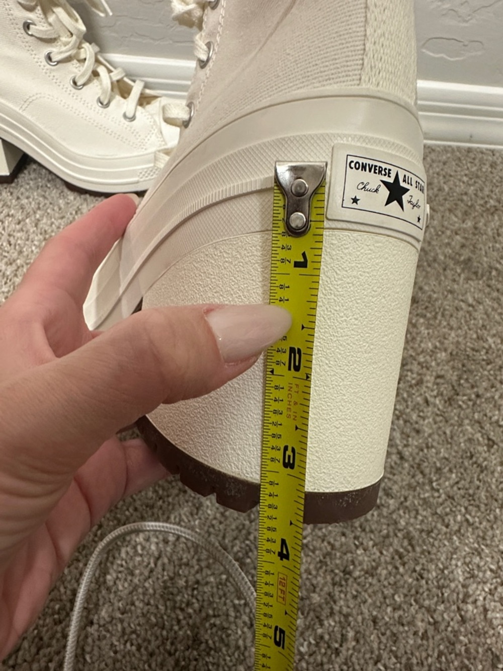 Converse Chuck Taylor All Star Lift Platform Lugged High Top Sneaker Cream - Picture 12 of 13
